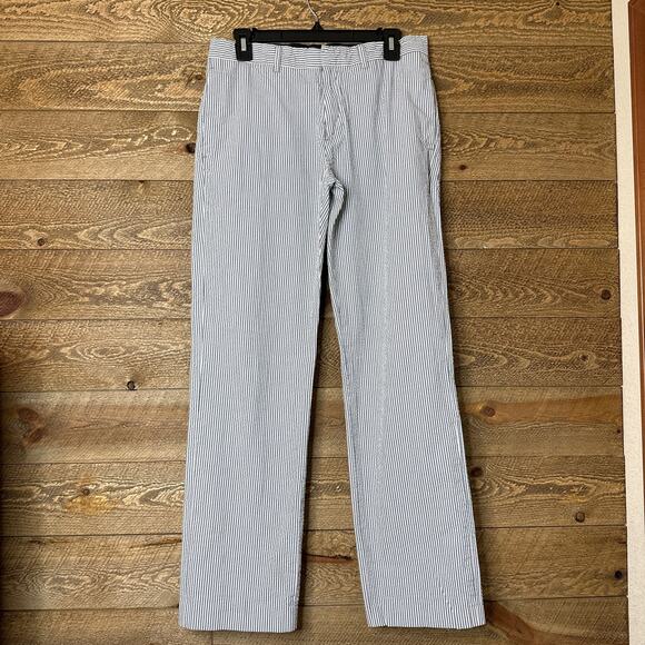 Club Monaco Straight Leg Pant Gray/white seersucker Striped Cotton Size 30 - Picture 1 of 5